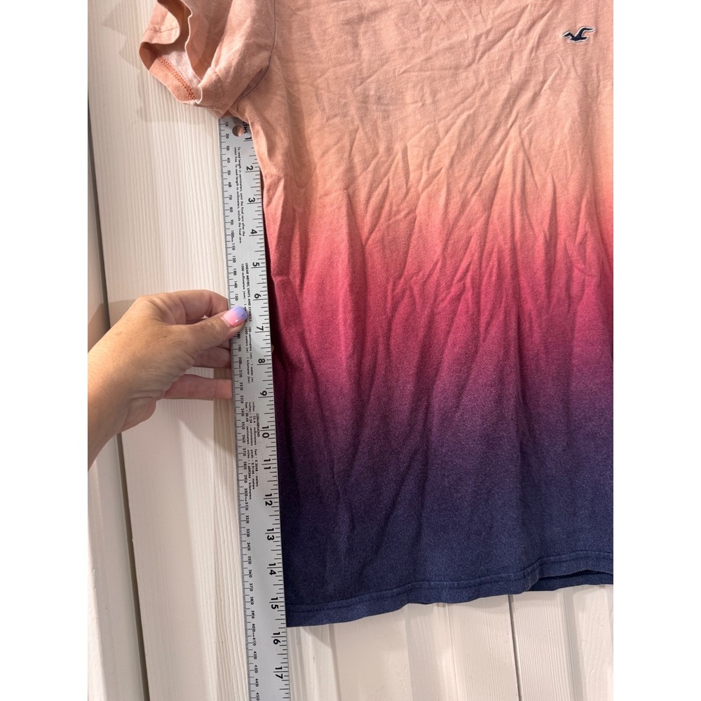 Hollister Mens Must-Have Collection Ombre Sunset T-Shirt Peach Pink Navy Small - Picture 4 of 7